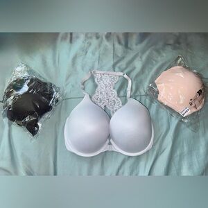 3 Victoria's Secret Lace Body By Victoria Racerback Bras Size 32DDD